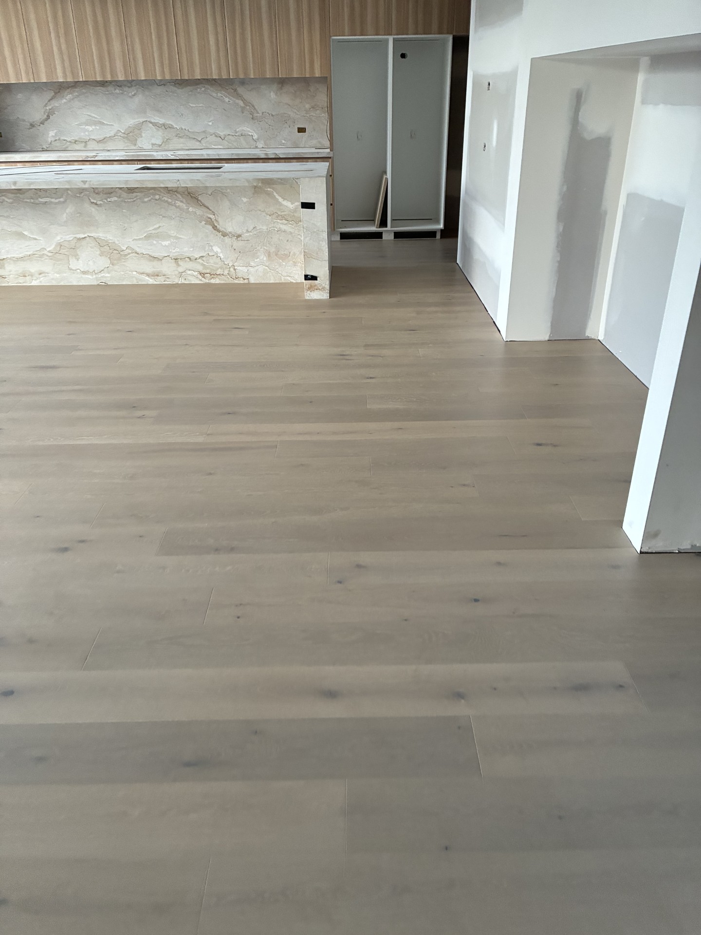 Engineered Oak Silver Pearl flooring in a Brighton East kitchen