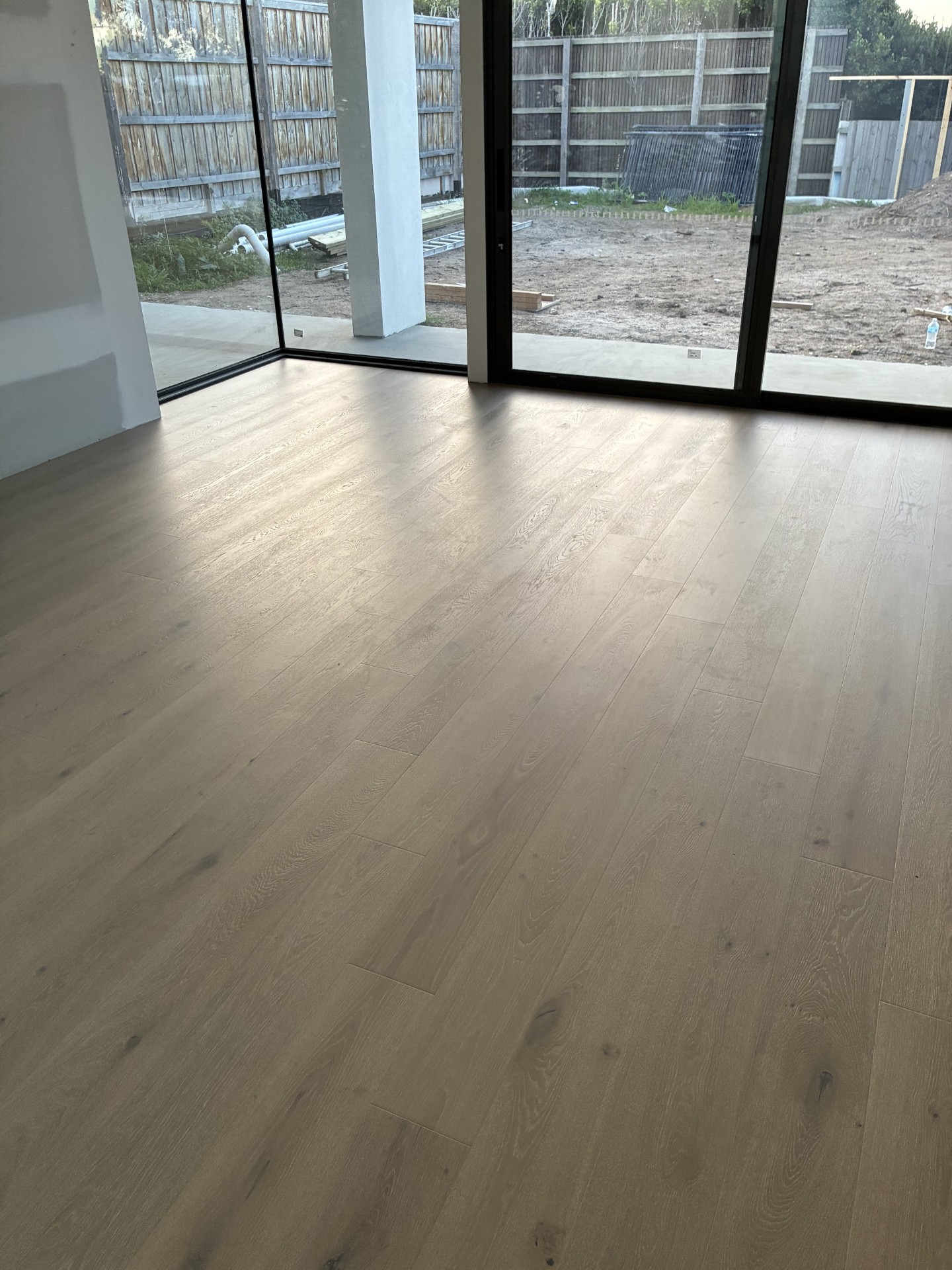 Engineered Oak Silver Pearl flooring in a light-filled new build, Brighton East